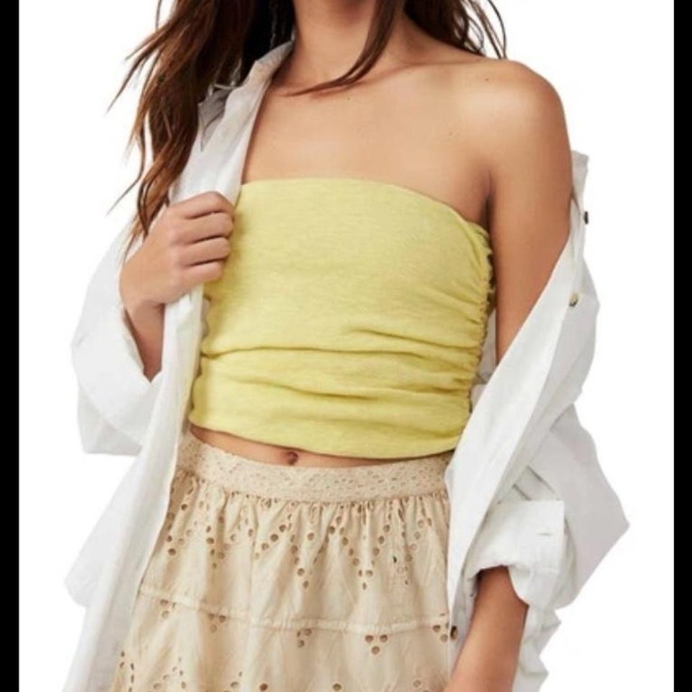 NWT Free People Boulevard Boho Festival Tube Top in Palm Leaf Green, Size L.
